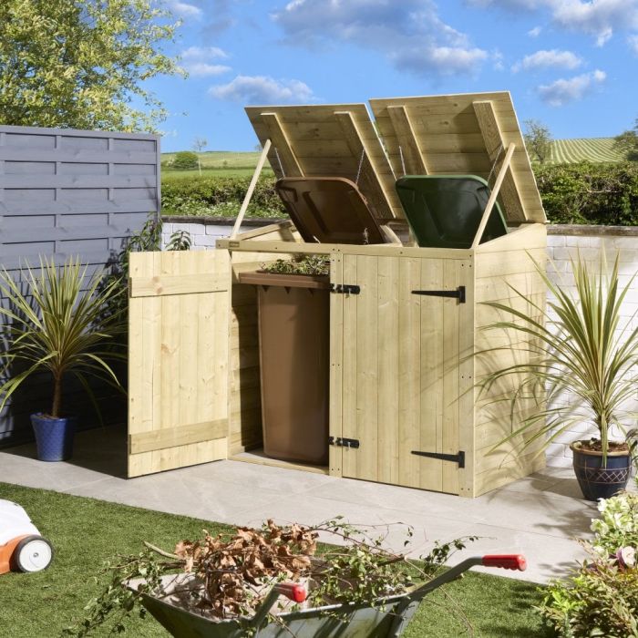 SHERBROOK Double Outdoor Bin Storage - Natural