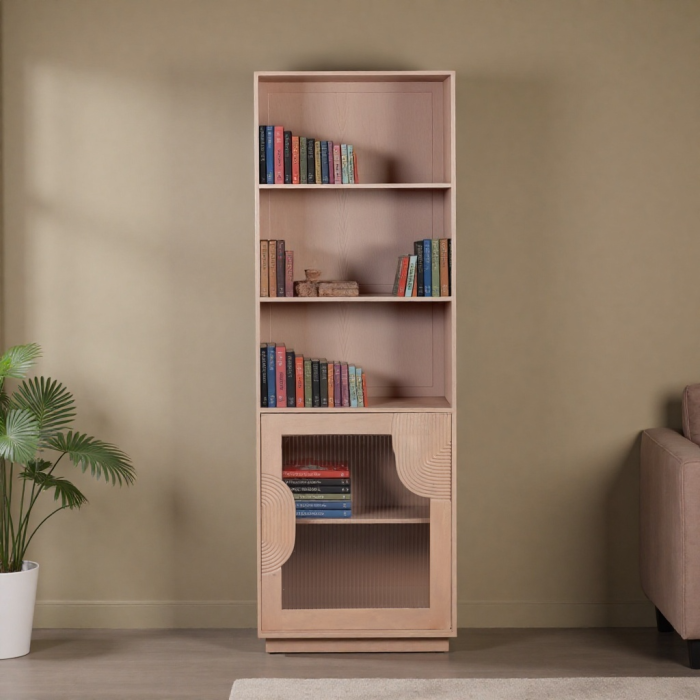 SINDRA Solid Wood Bookcase - Oak Finish