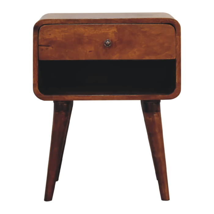 Bedside Table - RUSTICO with Open Slot Nightstand Chestnut 45cm