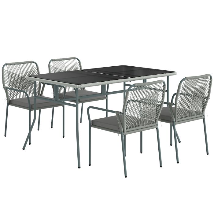 SUNVISTA Five Piece PE Rattan Garden Dining Set Light Grey
