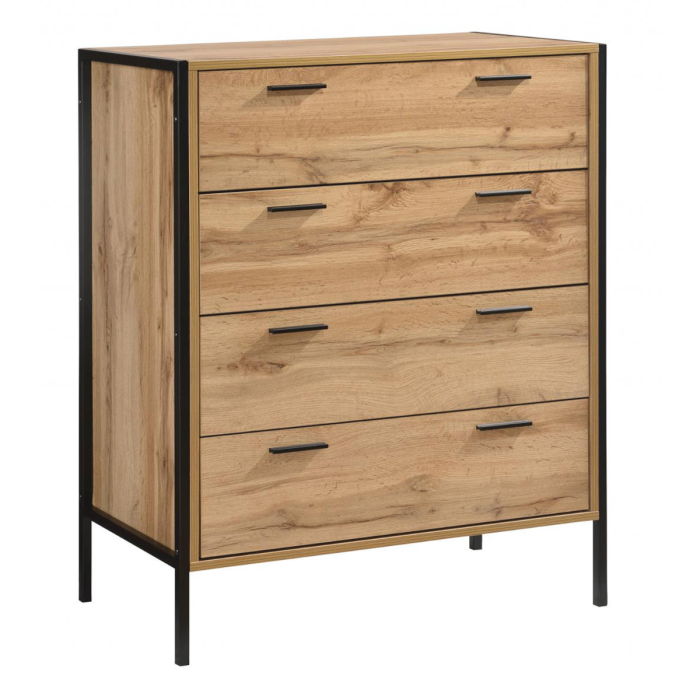 Oak Finish Chest of Drawers - MORRIS Medium Chest 4 Drawers