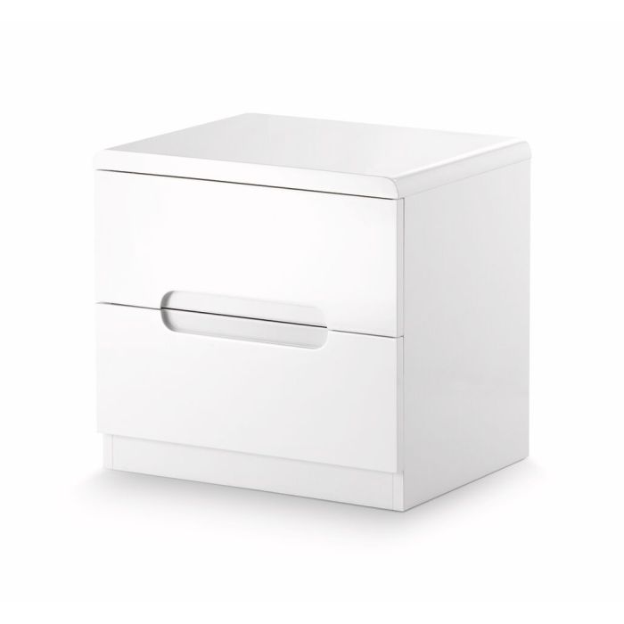 Manhattan White 2 Drawer Bedside Table