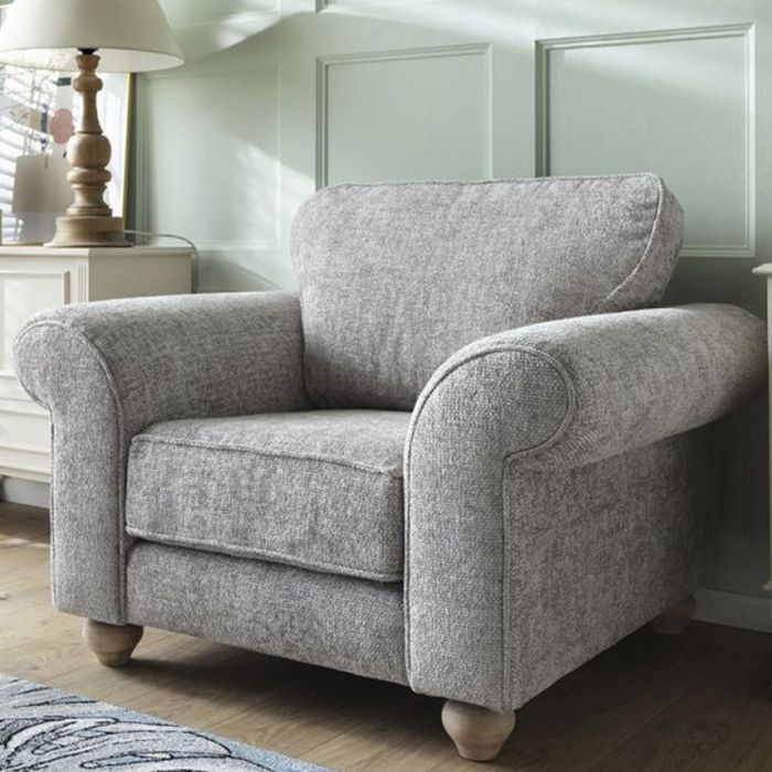 ZAZZLES Chenille Fabric Armchair - Ash Grey