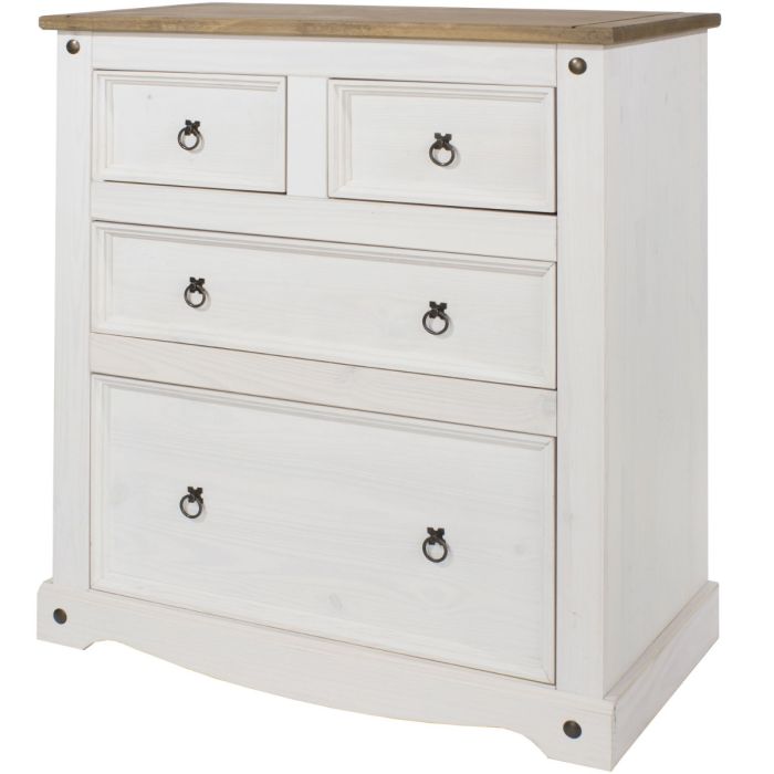 White Chest of Drawers - COBURG Large Chest 4 Drawers