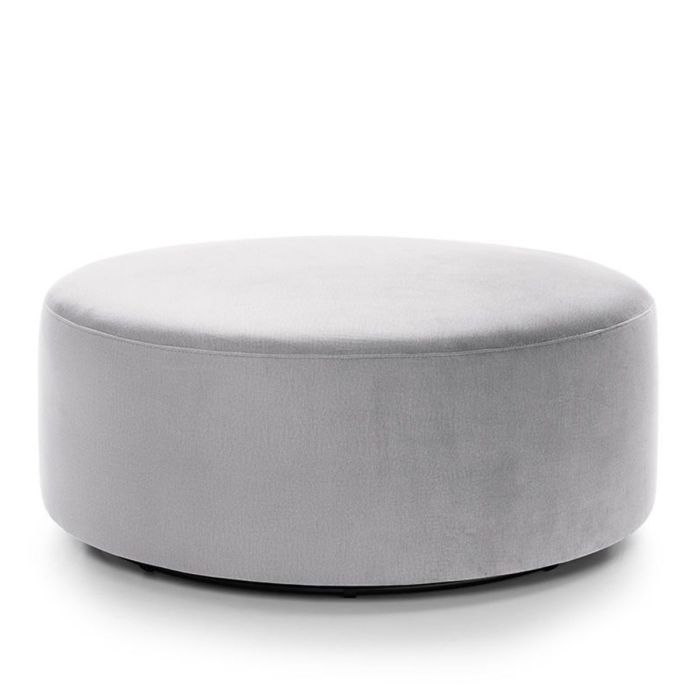 BETHAN Velvet Qulited Large Swivel Footstool - Light Grey