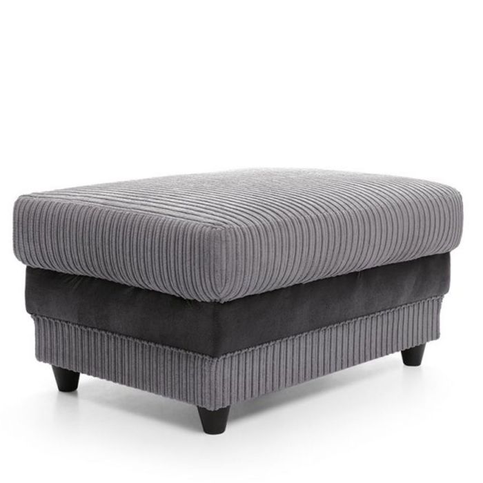 ERITREA Jumbo Cord Footstool - Black and Charcoal