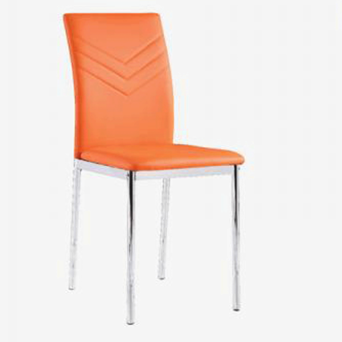 Lyme Regis Leather Effect Chrome Dining Chairs Set of 4 - Orange