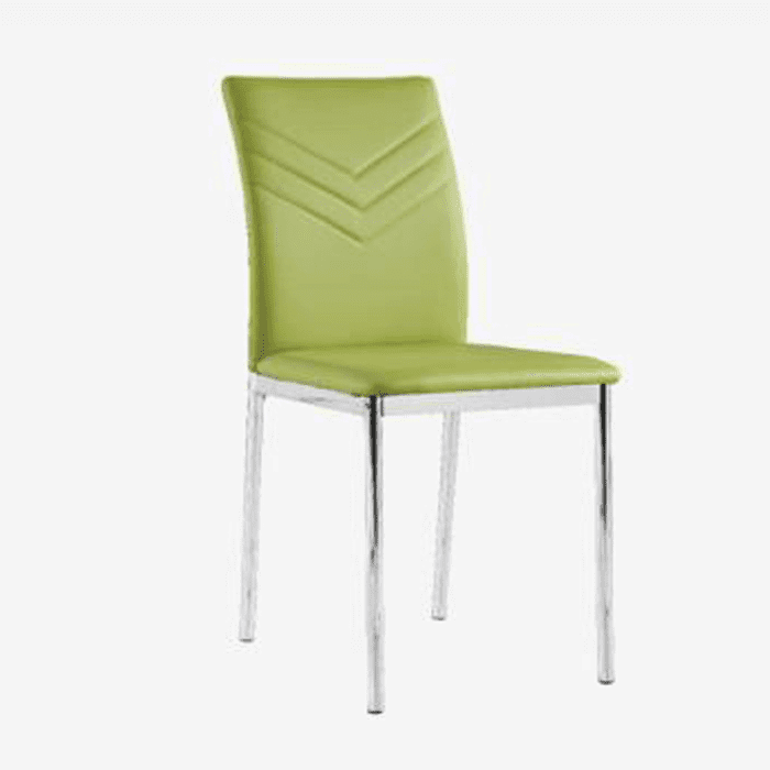 Lyme Regis Leather Effect Chrome Dining Chairs Set of 4 - Green