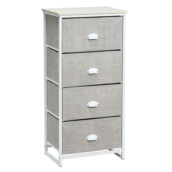 Bedside Table - VEGAS 4 Tier Nightstand White 45cm