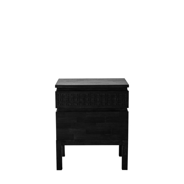 ASHWELL 2 Drawer Bedside Table - Black