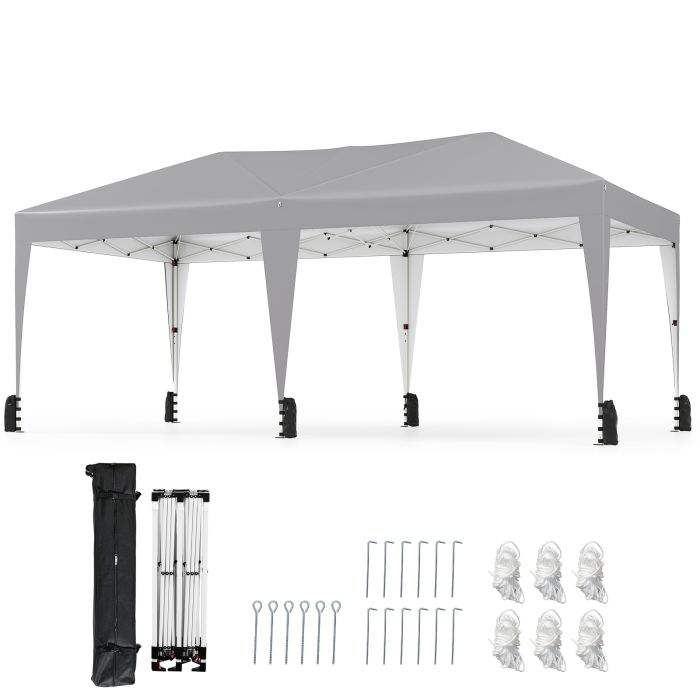 UIORA 590 x 300cm Outdoor Pop up Canopy Tent with Wheeled Bag-Grey