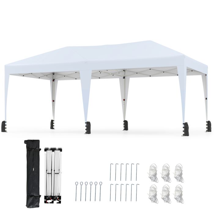 UIORA 590 x 300cm Outdoor Pop up Canopy Tent with Wheeled Bag-White