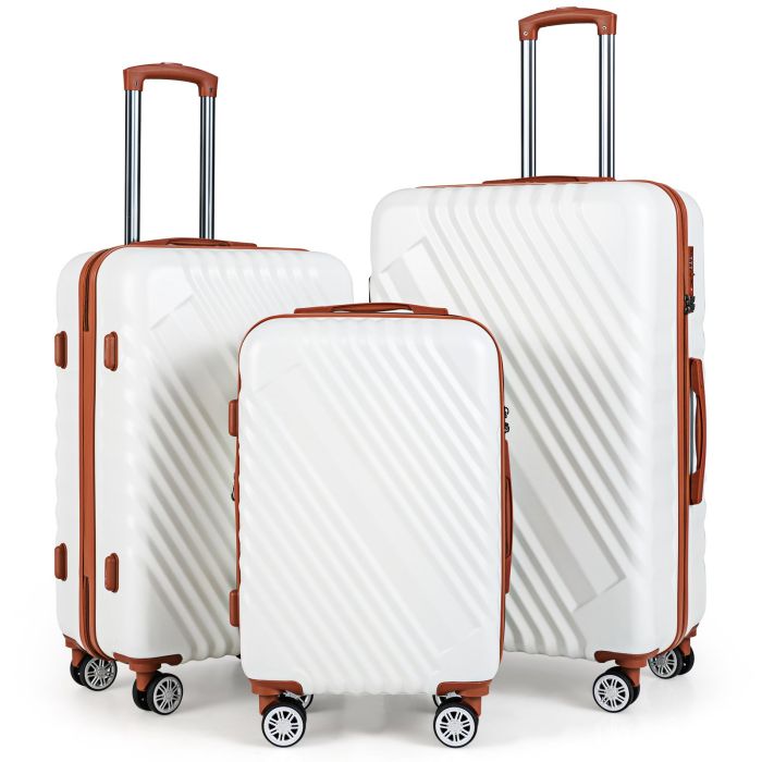 LUMISTRA Large/Medium/Small Carry on Suitcase Sets with Premium Wheels and TSA Approved Lock-White