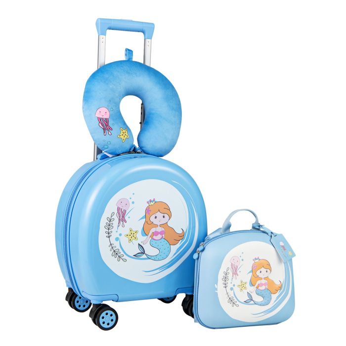 GLOWMERA 4-Piece Kid’s Luggage Set Kids Journey Suitcase Set-Blue