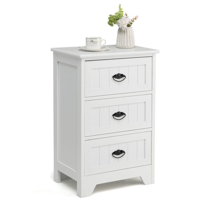 Bedside Table - CHARD Nightstand White 30cm