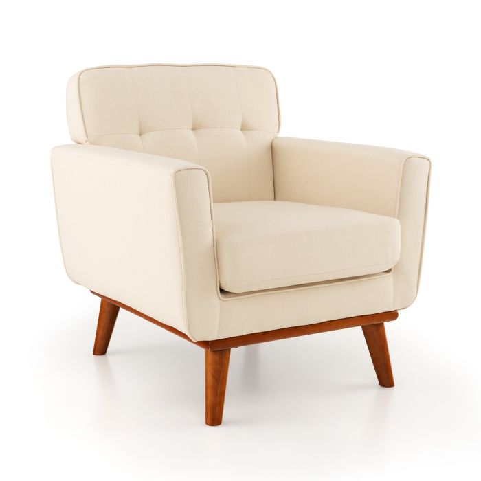 Armchair - Modern Accent Armchair with Removable Padded Seat Cushion-Beige