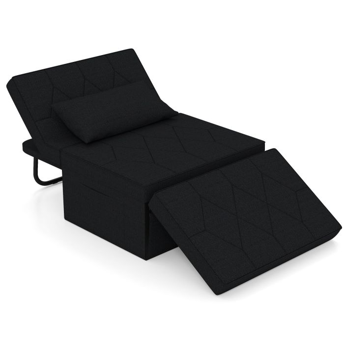 CINDRIX 4-in-1 Foldable Sofa Bed Ottoman Convertible Sleeper Sofa Chair-Black