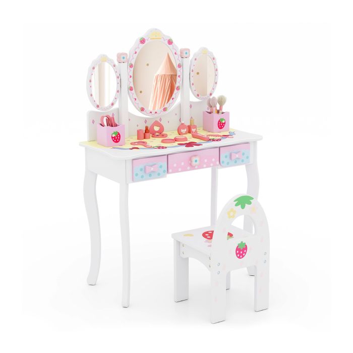 ELLO 2-in-1 Kids Vanity Table and Chair Set-White