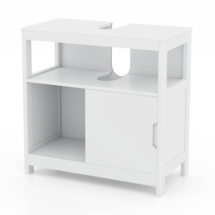 Bathroom Cabinet - Bathroom Sink Cupboard Under Sink Vanity Cabinet with Sliding Doors-White