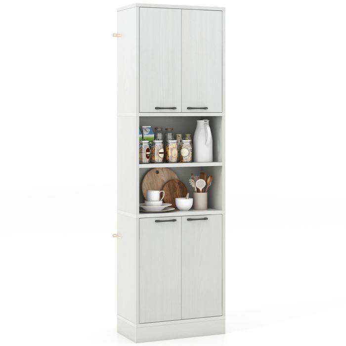 Kitchen Cabinet - 190cm Tall Freestanding Cupboard with Doors and Shelves-White Oak