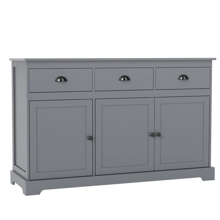 ERRITH Modern Buffet Sideboard 136cm Storage Cabinet with 3 Drawers-Grey