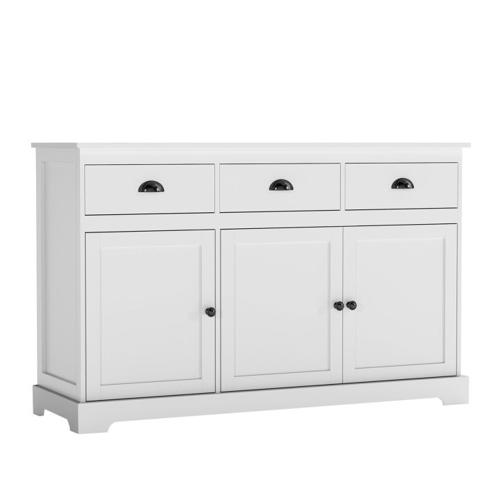 ERRITH Modern Buffet Sideboard 136cm Storage Cabinet with 3 Drawers-White