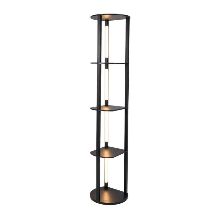 Modern Shelf Floor Lamp Wood Freestanding Display Rack with 4 Rotatable LED Strips