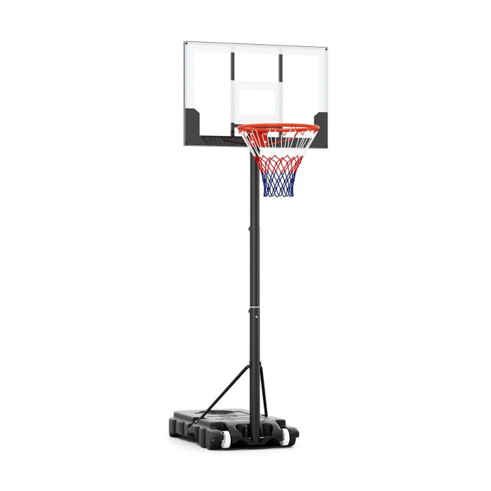 Portable Kids Basketball Hoop Outdoor 3.3-7 Feet with Shatterproof PC Backboard and Wheels-White