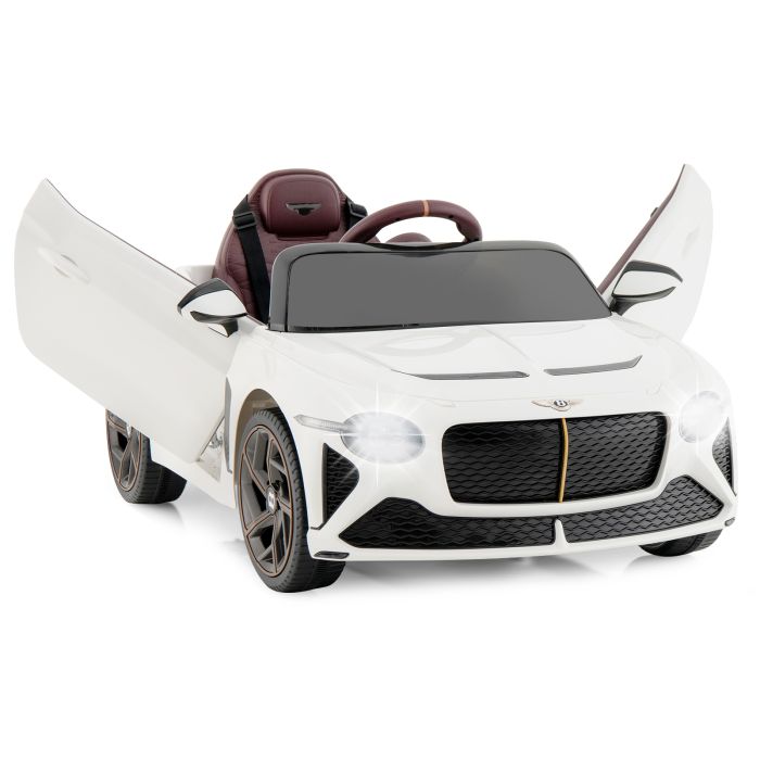 Bentley Bacalar Kids Ride-On Car with Scissor Doors and Lights - White