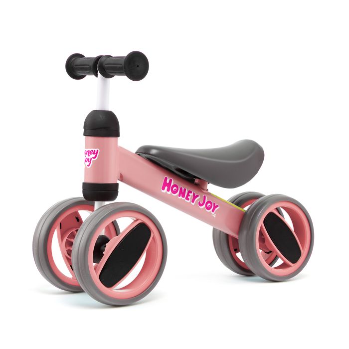 Baby Balance Bike with 4 Wheels and Limited Steering - Pink