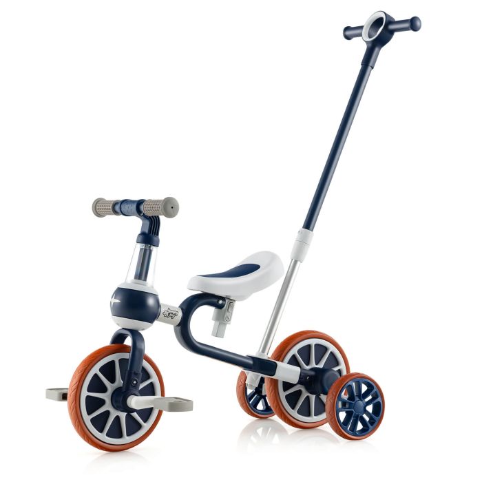 4-in-1 Kids Balance Trike with Push Handle - Navy