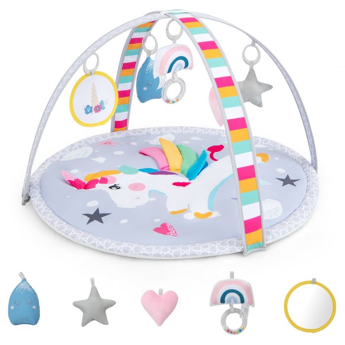 Baby Play Gym Mat 7-in-1 Tummy Time with 5 Detachable Toys - Multicolor