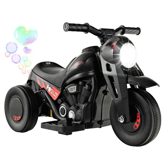 6V Electric Kid Ride on Motorcycle with Bubble Maker - Black