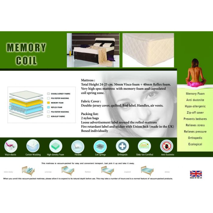 Merthyr High-Spec Memory Foam and Coil Spring Mattress - Double 4ft6