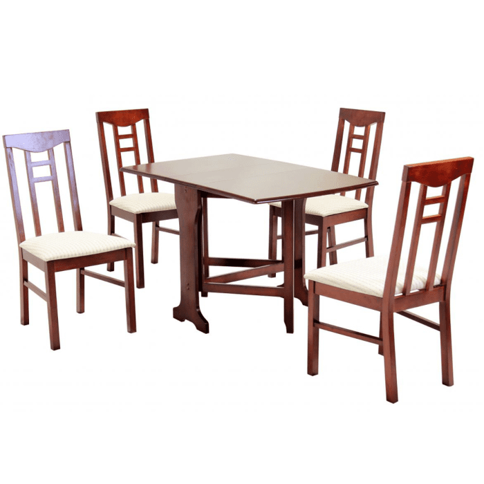 Tuscaloosa 5-Piece Dining Set Folding Table and Chairs for Classic Space-Saving Elegance - Mahogany
