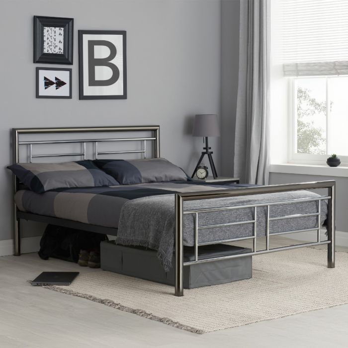 Birlea Montana Chrome and Nickel Metal Bed Frame - Double 4ft6