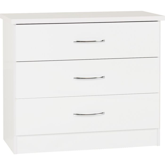 White Chest of Drawers - NEWBIGGIN Medium Chest 3 Drawers