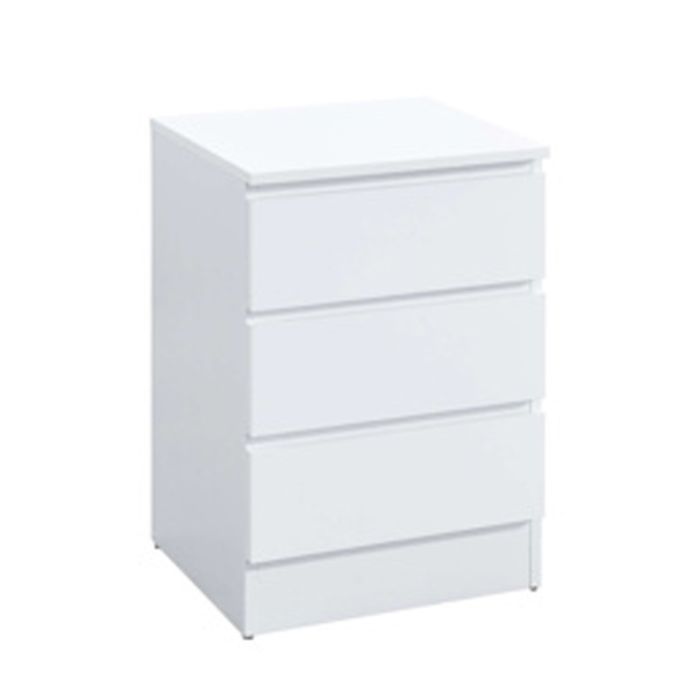 Bedside Table - TROW 3 Drawer Nightstand White 40cm