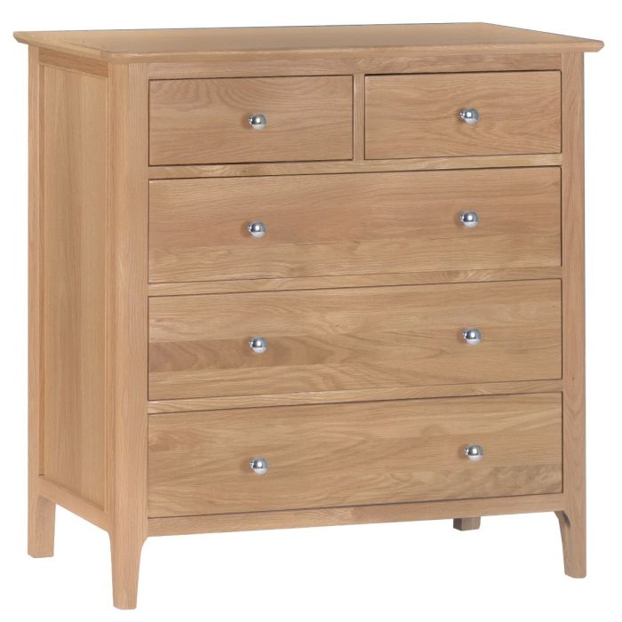 Oak Finish Chest of Drawers - STELLA Large Chest  5 Drawers