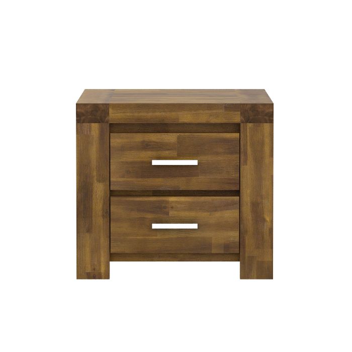 Bedside Table - LUXURIOUS 2 Drawer Nightstand Brown 59.5cm