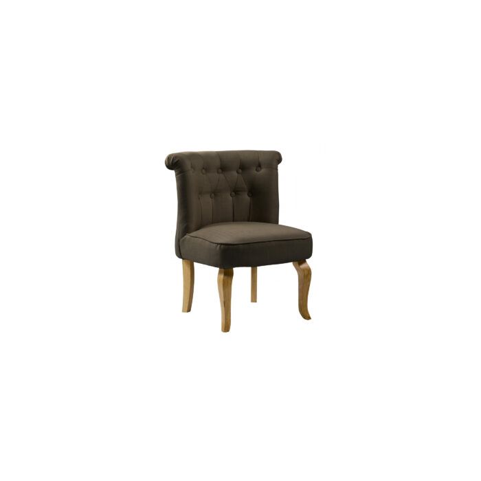 Eureka Essentials Set of 2 Stylish Armless Fabric Chairs with Natural Wooden Legs - Brown