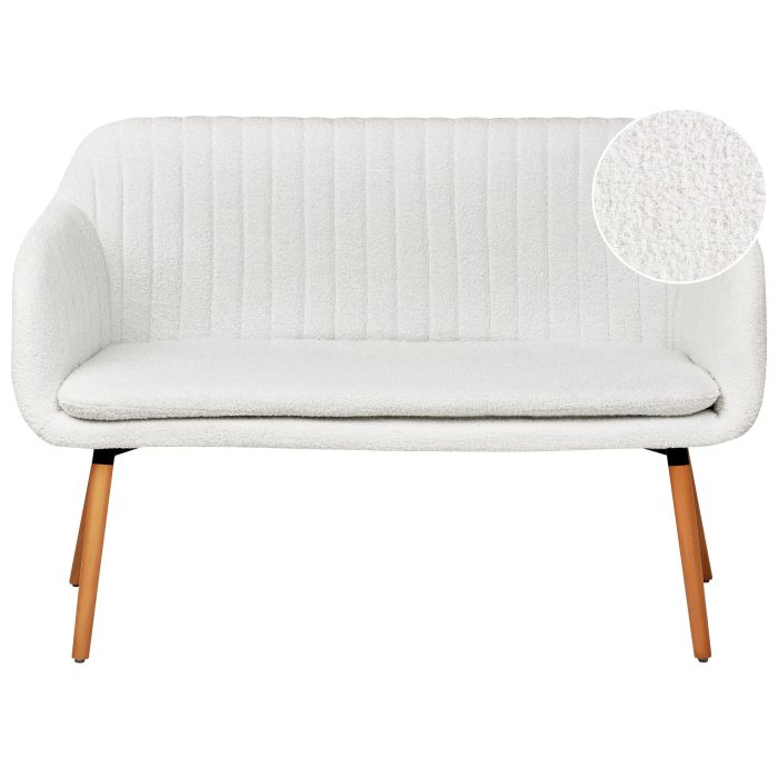 2 Seater Boucle Kitchen Sofa Off-White TABY