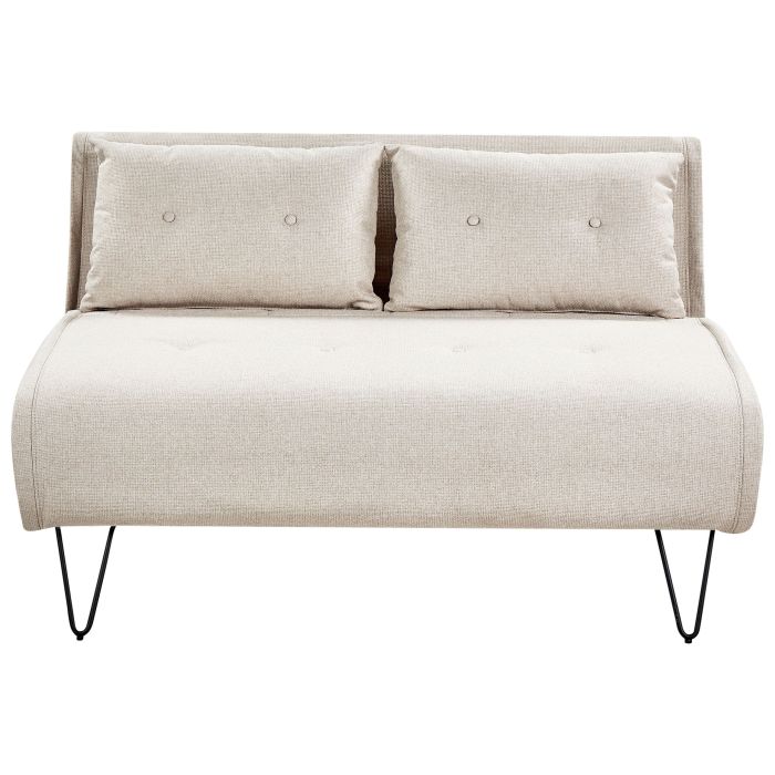 2 Seater Fabric Sofa Bed Light Beige VESTFOLD