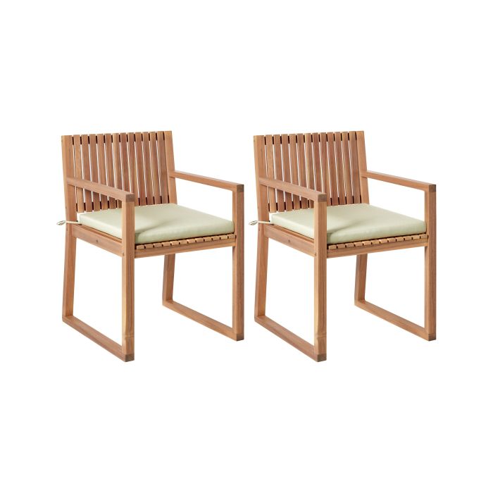 ARBOR Set of 2 Garden Chairs with Cushions - Light Green