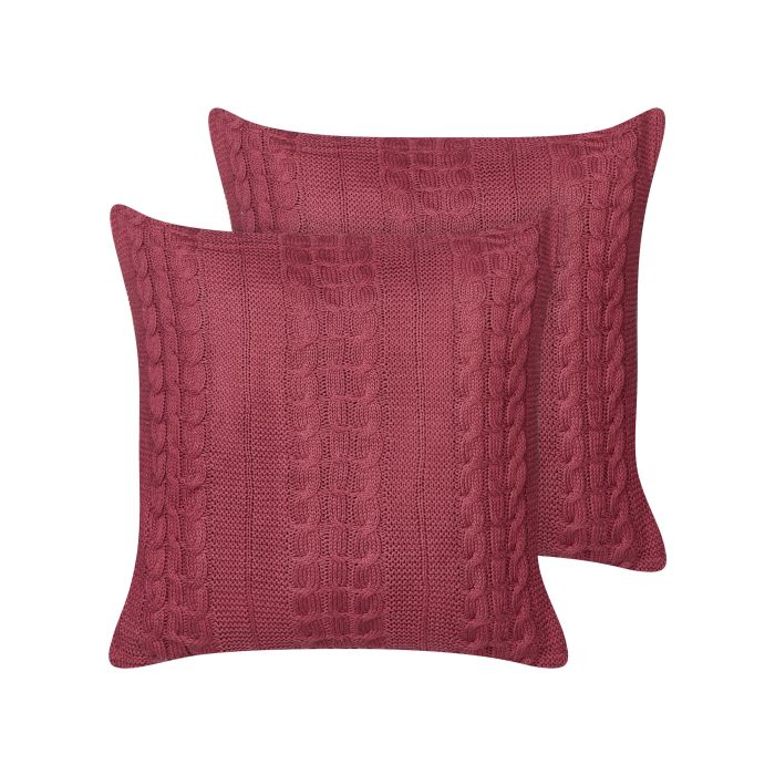 Set of 2 Decorative Cushions CADETIA Cotton 45 x 45 cm Burgundy Solid