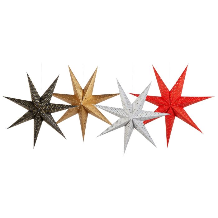 Set of 4 LED Hanging Decor Stars 60 cm Multicolour KAMET