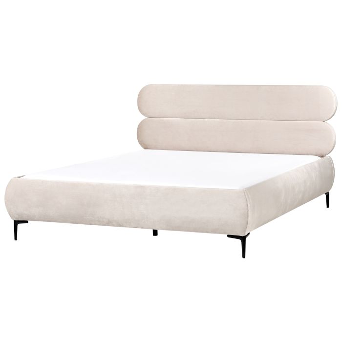 LESASY Bed Velvet 180 x 200 cm (EU Super King) Light Beige