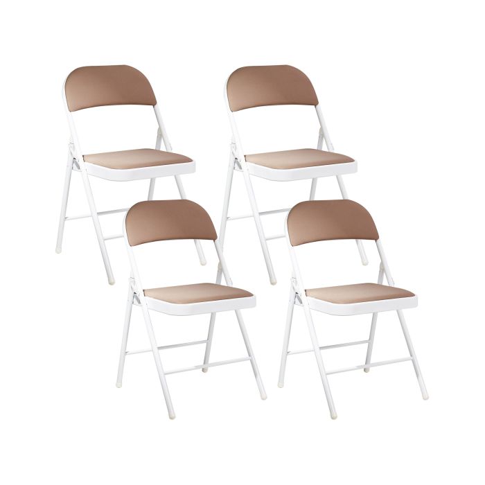 Set of 4 Folding Chairs SPARKS Beige