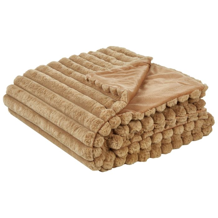 Bedspread RAKYA Faux Fur 150 x 200 cm Light Brown
