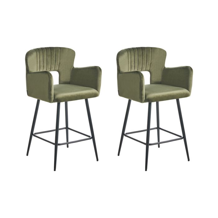 FERNSHAW Velvet Set of 2 Bar Chairs - Green